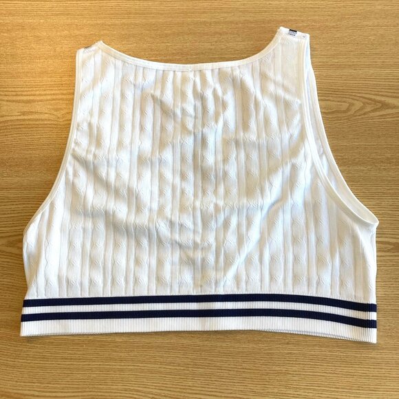 Lauren Ralph Lauren Cricket Cable-Texture Longline Bralette XL White NWT - Picture 7 of 7